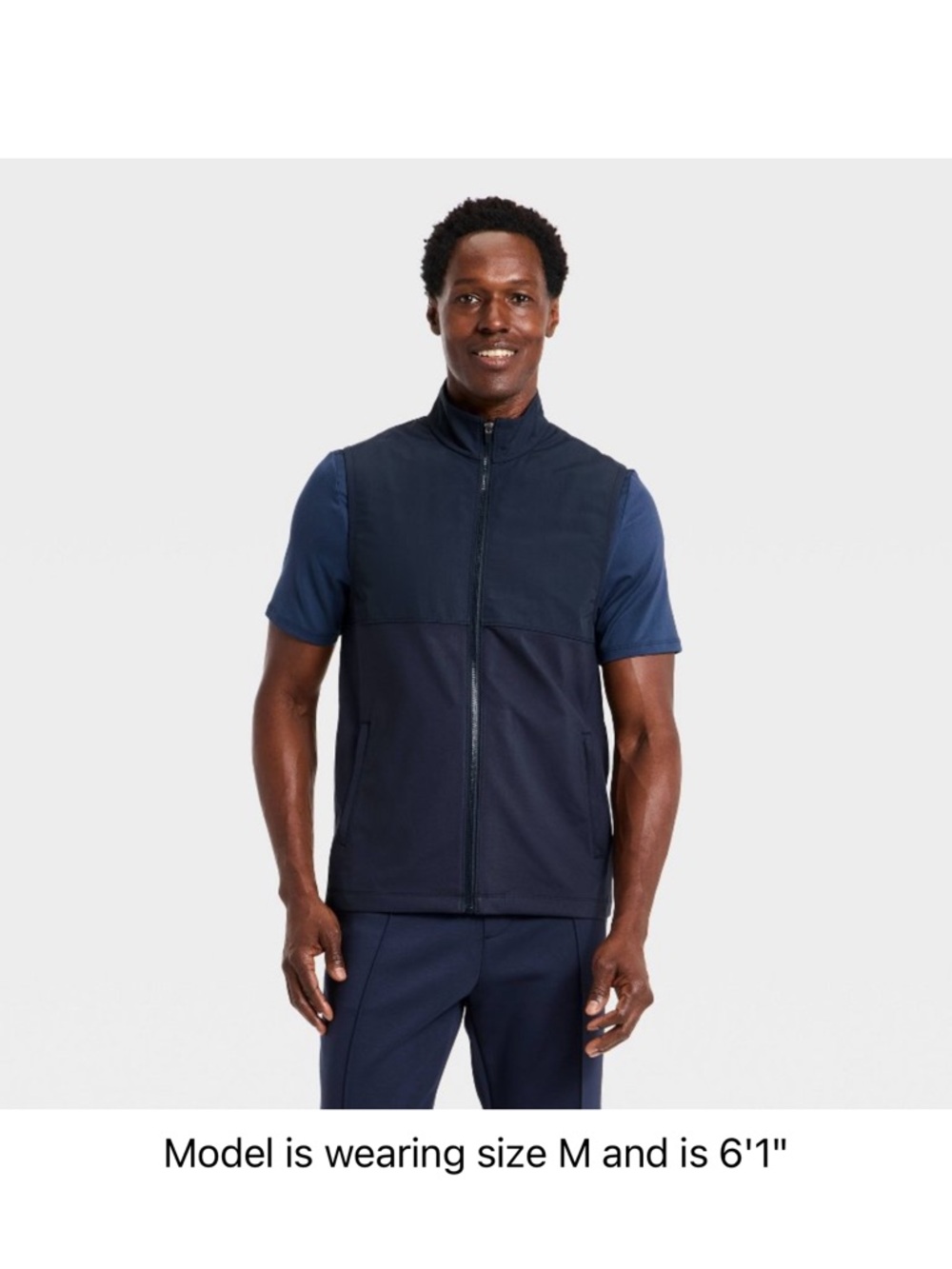Navy Sleeveless Zip Front Vested